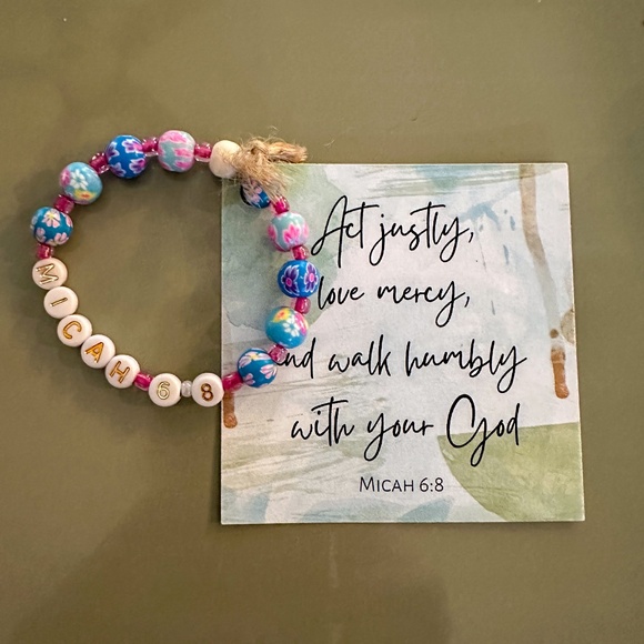 Bible Verse Beaded Bracelet - Handmade - NEW - Micah 6:8 - Picture 3 of 3